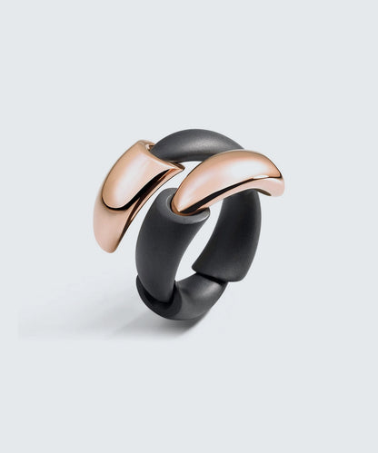Black Titanium Ring In 18K Gold