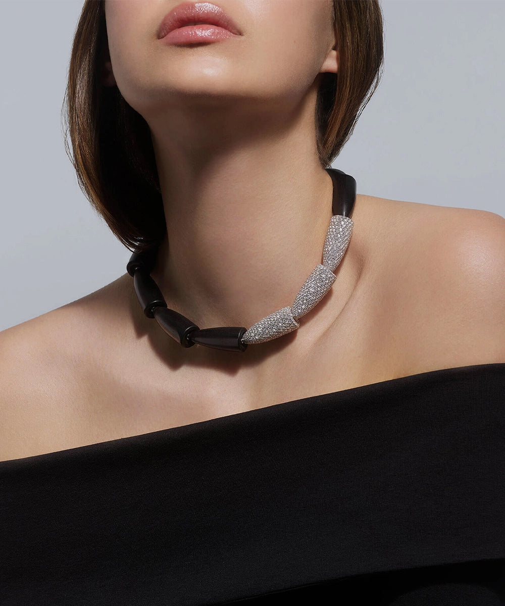 Silver Necklace With Black Onyx Stone