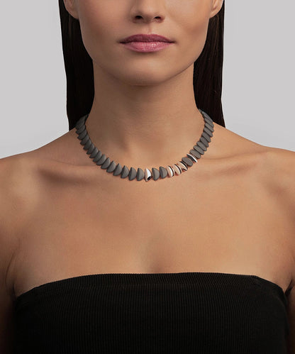 Gold Necklace With Black Stone Pendant