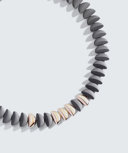 Gold Necklace With Black Stone Pendant