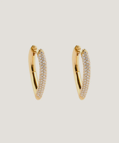 Wave Diamond Hoop Earrings