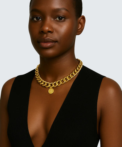 Gold Hammered Chain Necklace