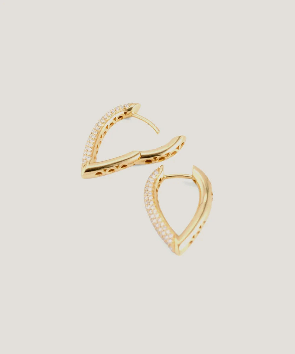 Wave Diamond Hoop Earrings