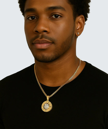 22K Gold Circular Pendant For Men
