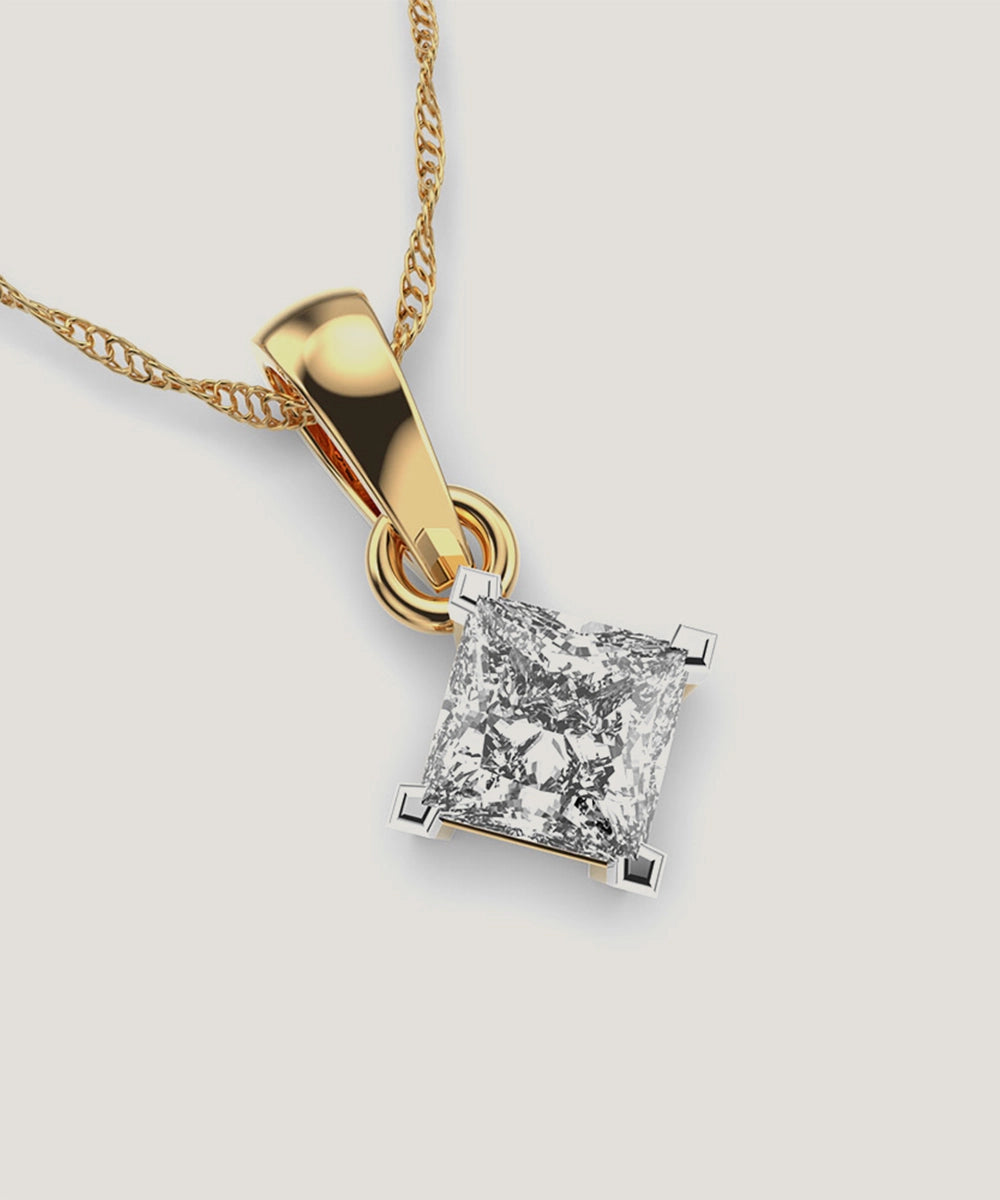 Silver Double Prongs Pendant Necklace