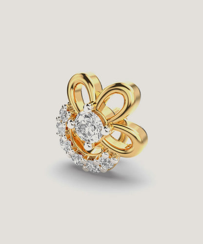 Stone Natural Diamond Pierced Nose Pin