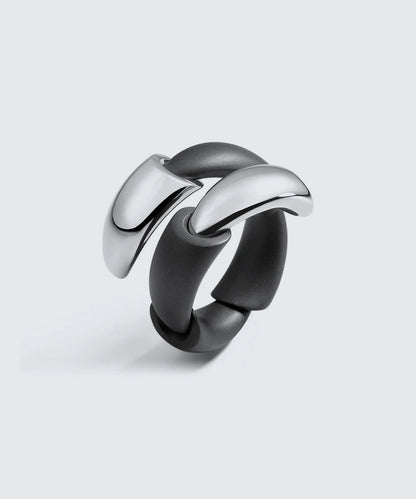 Black Titanium Ring In 18K Gold