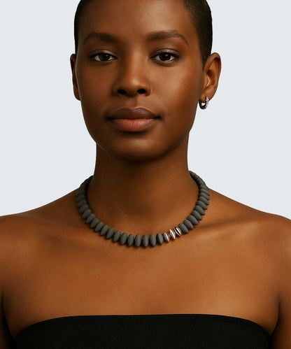 Gold Necklace With Black Stone Pendant