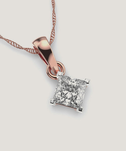 Silver Double Prongs Pendant Necklace