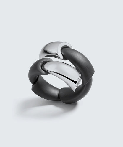 Black Titanium Ring In 18K Gold